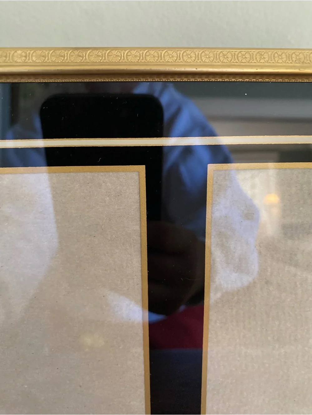 Vintage Art Deco Double Picture Frame Gold Black 4x6 Photo Openings